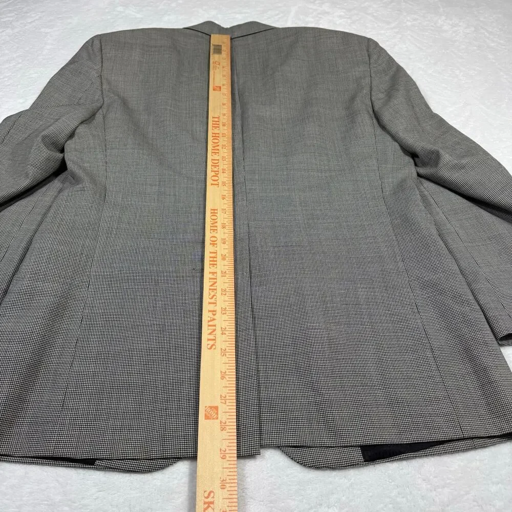 Halston‎ Pure Wool Men's 40R Blazer USA Made Sports Coat Black White 2 Button